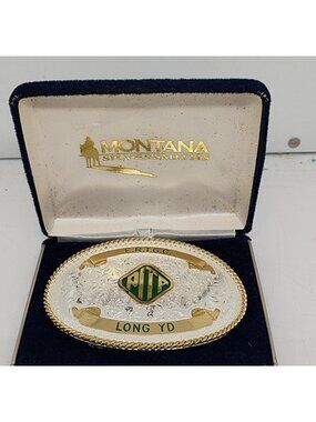 1995 PITA Trapshooting Trophy Belt Buckle Montana Silversmiths Silver Plate